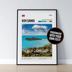 Koh Samui Poster Koh Samui Wand Kunst Koh Samui Thailand Insel Koordinaten Foto Druck Reise Geschenk Poster Print Home Wand Dekoration