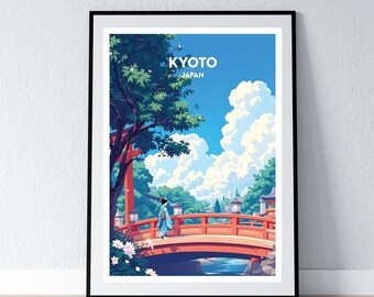 Kyoto Poster Kyoto Japan Print Japanese Wall Art Gift Travel Poster Print Home Wall Decor Illustration