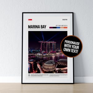 Marina Bay Singapur Poster Singapur Wandkunst Singapur Kunst Koordinaten Marina Bay Fotoabzug Reisegeschenk Poster Print Home Wanddeko