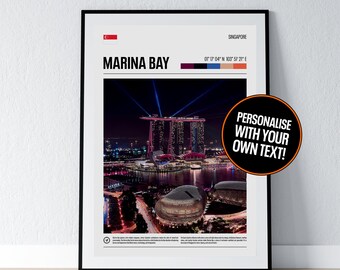 Marina Bay Singapore Poster Singapore Wall Art Singapore Art Coordinates Marina Bay Photo Print Travel Gift Poster Print Home Wall Decor
