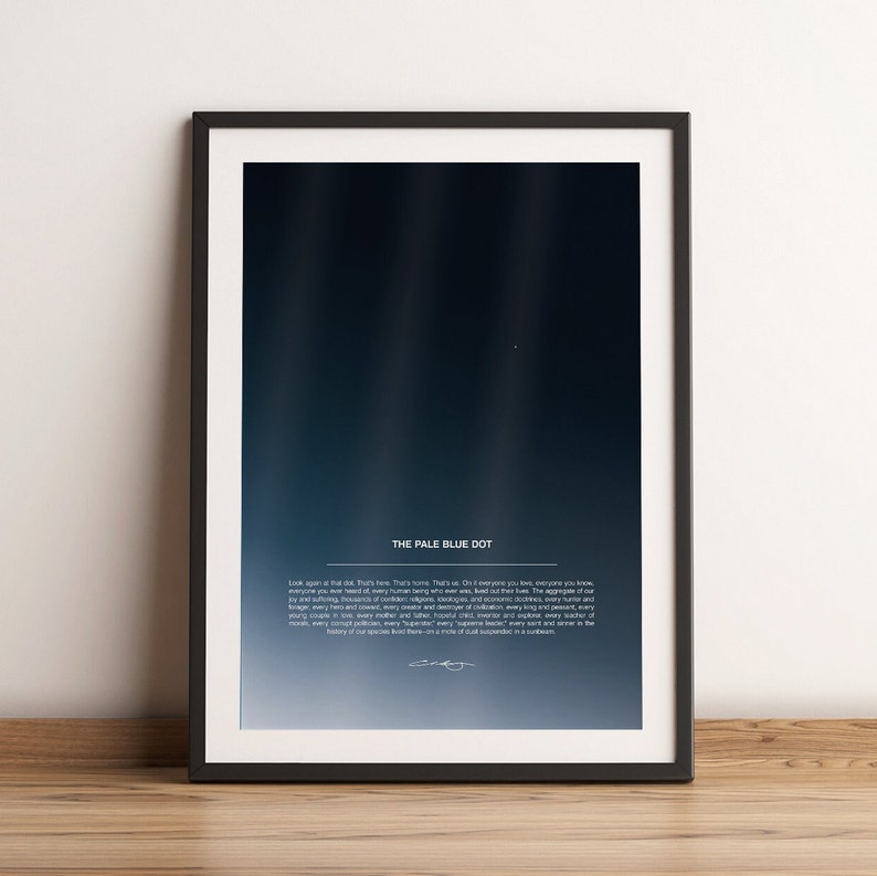 De Pale Blue Dot Print, Carl Sagan Quote, Poster, Print, Inspirerend Citaat, Aarde, Astronomie, Minimalistisch, Muurkunst, Decor van het huis afbeelding 6