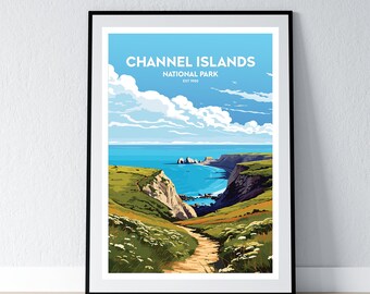 Kanalöarnas nationalpark-affisch Kanalöarnas nationalpark-tryck Minimalistisk affischtryck Heminredning Väggkonst Resepresent WPA