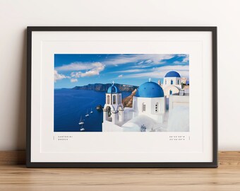 Santorini Print, Santorini Poster, Santorini Coordinates, Santorini Wall Art, Santorini Photo Print, Santorini Travel, Home Decor, Greece