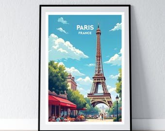 Paris Poster Eiffel Tower  Paris Print Paris Wall Art Gift Travel France Poster French Print Home Wall Decor Illustration