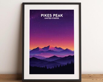 Impressão de Pikes Peak, pôster de Pikes Peak, coordenadas de Pikes Peak, arte de parede de Pikes Peak, impressão de fotos de Pikes Peak, viagem de Pikes Peak, decoração de parede