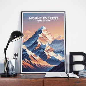 Mount Everest Print, Mount Everest Poster, Mount Everest Coordinates