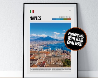 Naples Poster Naples Wall Art Naples Coordinates Mount Vesuvius Photo Print Travel Gift Italy Vesuvius Poster Print Home Wall Decor