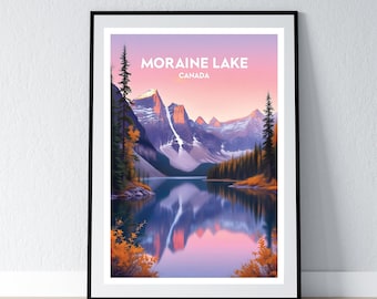 Moraine Lake Poster Banff Print Canada Wall Art Gift Travel Poster Print Home Wall Decor Illustration