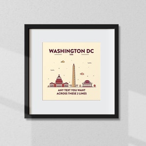 Gepersonaliseerde Washington DC-print, aangepaste Washington dc-poster, Washington dc-coördinaten, Washington DC-muurkunst, muurprint, reizen