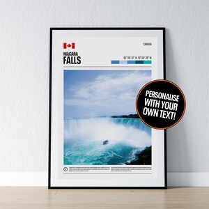 Niagara Falls Poster Niagara Falls Wandkunst Niagara Falls Koordinaten Fotodruck Reisegeschenk Kanada USA Poster Print Home Wanddeko