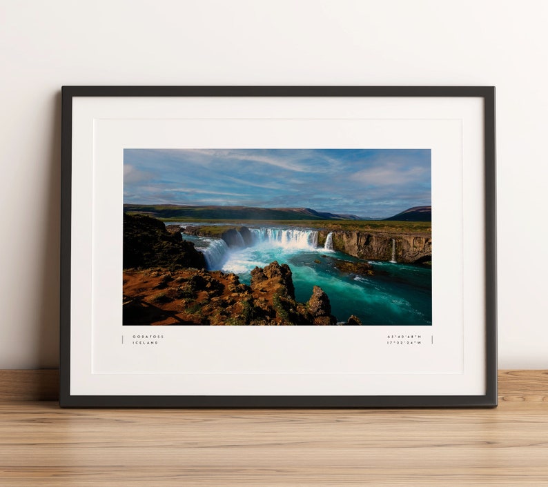 Godafoss Waterfall Print Poster, Iceland Print, Iceland Poster, Iceland ...