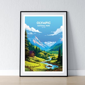 Poster zum olympischen Nationalpark National Park Druck Minimalistisches Poster Druck Wohnkultur Wand Kunst Reise Geschenk WPA