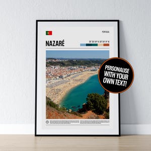Nazare Poster Nazare Wandkunst Nazare Koordinaten Fotodruck Reisegeschenk Portugal Poster Druck Home Wanddekor