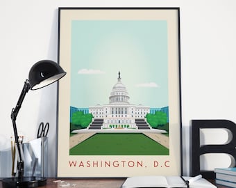 Washington DC Print, Washington DC Poster, Washington D.C vintage Retro Print, Washington D.C vintage Retro Poster, Washington DC Art