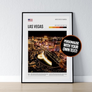 Affiche Las Vegas Art mural Las Vegas Coordonnées de Las Vegas impression photo cadeau de voyage USA Nevada affiche impression décoration murale maison