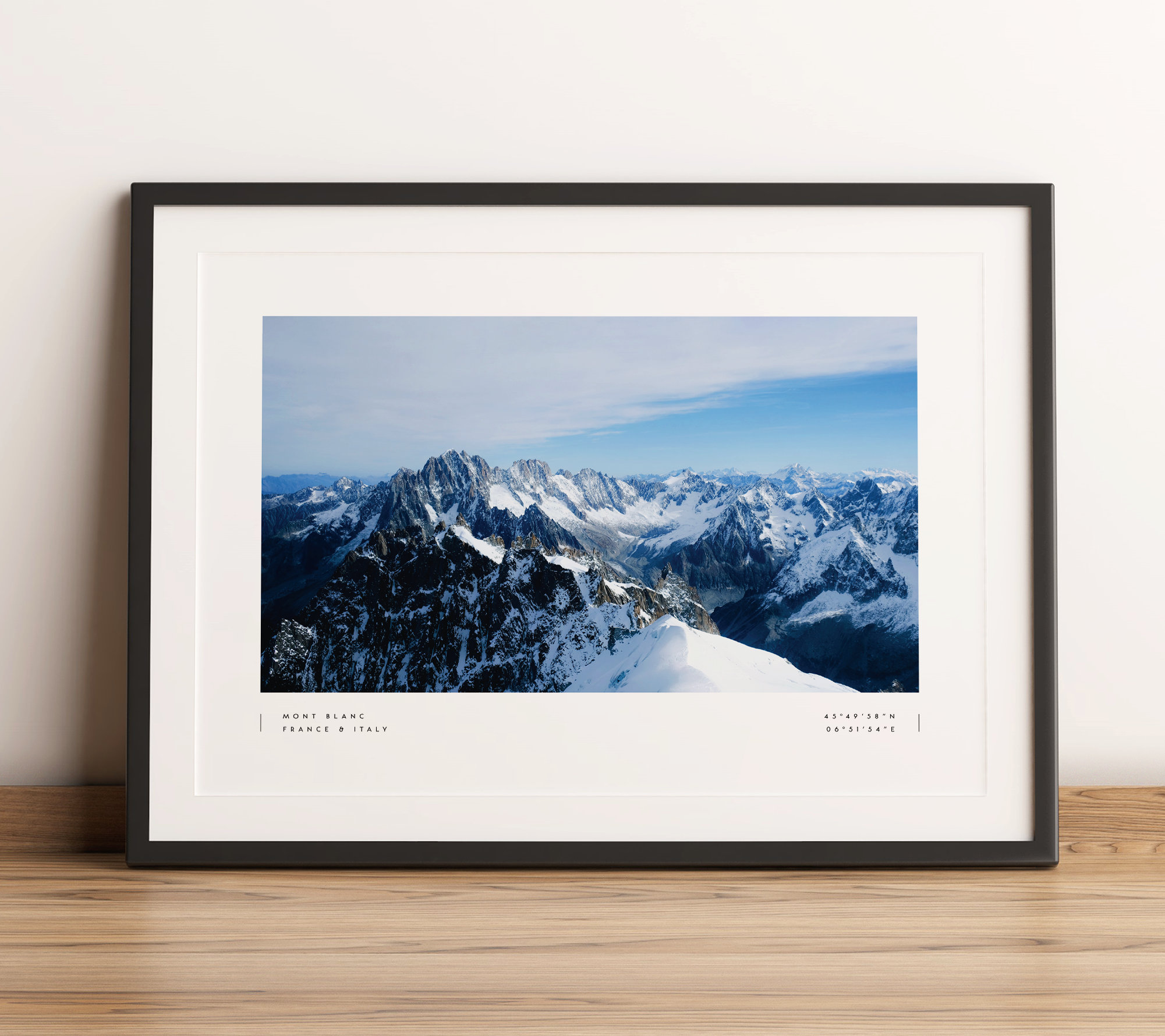 モンブラン山の写真パネル Mont Blanc Print, Mont Blanc Poster, Mont Blanc Coordinates, Mont