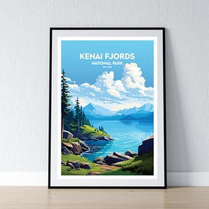 Kenai Fjords National Park Poster Kenai Fjords National Park Druck Minimalistisches Poster Print Wohnkultur Wand Kunst Reise Geschenk WPA