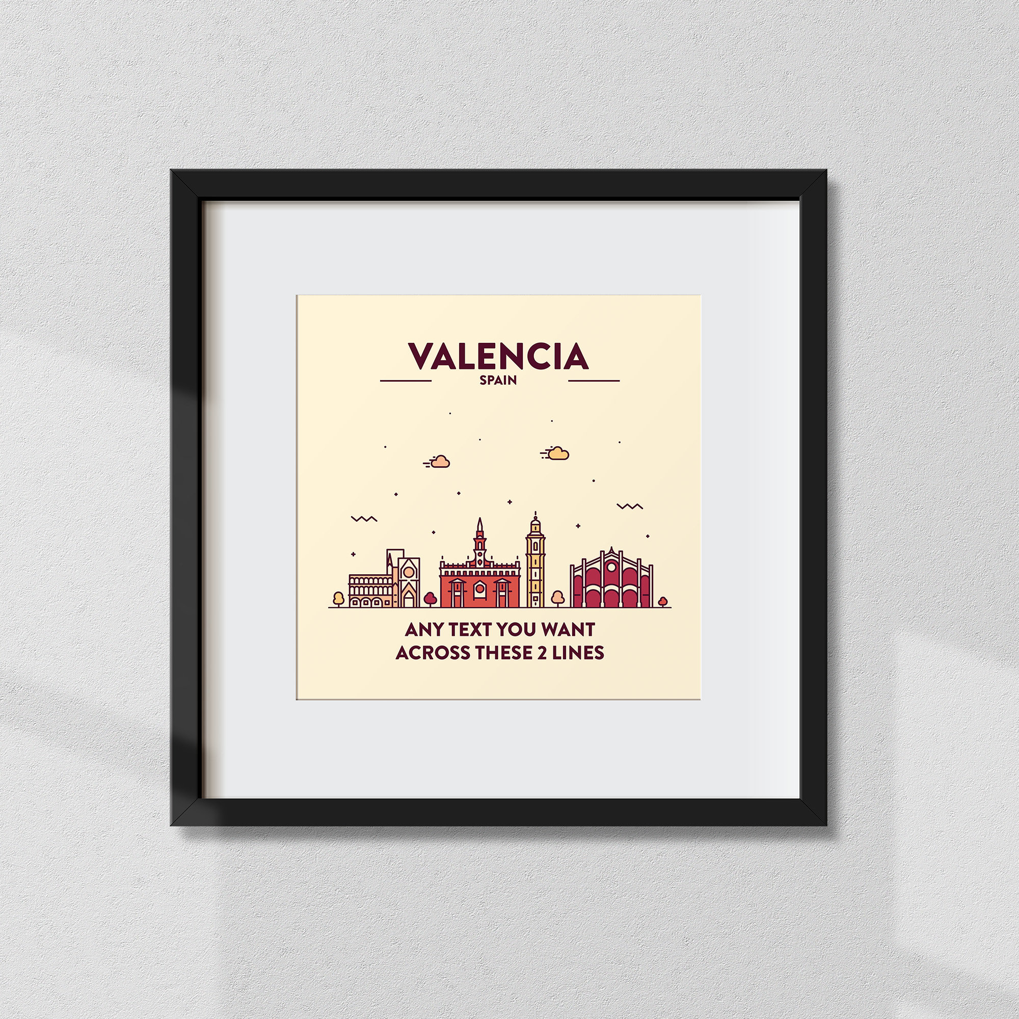 Personalised Valencia Print, Customised Valencia Poster, Valencia Coordinates, Valencia Wall Art, Wall Print, Travel Gift, Souvenir, Decor