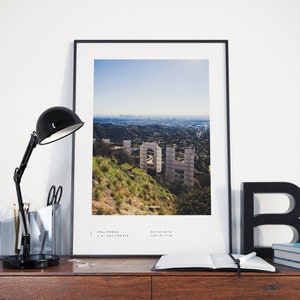 Stampa del segno di Hollywood, Poster di Hollywood, Coordinate di Hollywood, Arte della parete di Hollywood, Hollywood in bianco e nero, Viaggio di Hollywood, Los Angeles