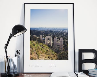 Hollywood Sign Print, Hollywood Poster, Hollywood Coördinaten, Hollywood Wall Art, Hollywood Black and White, Hollywood Travel, Los Angeles