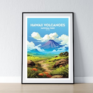 Hawaii Volcanoes Nationalpark Poster Hawaii Volcanoes Nationalpark Minimalistisches Plakat Druck Wohnkultur Wandkunst Reisegeschenk WPA