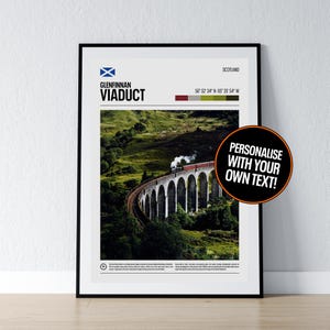 Glenfinnan-Viadukt Poster Glenfinnan-Viadukt Wand Kunst Schottland Koordinaten Foto Druck Reise Geschenk Glencoe Poster Print Home Wand dekor