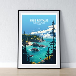 Isle Royale National Park Poster Isle Royale National Park Druck Minimalistisches Poster Print Wohnkultur Wand Kunst Reise Geschenk WPA