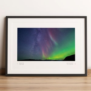 Cartel de la aurora boreal, impresión de la aurora boreal, impresión del cartel de Husavik Islandia, cartel de la aurora boreal, impresión de la aurora boreal, impresión minimalista