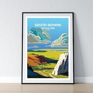 South Downs National Park Poster South Downs National Park Druck Minimalistisches Poster Print Wohnkultur Wand Kunst Reise Geschenk WPA