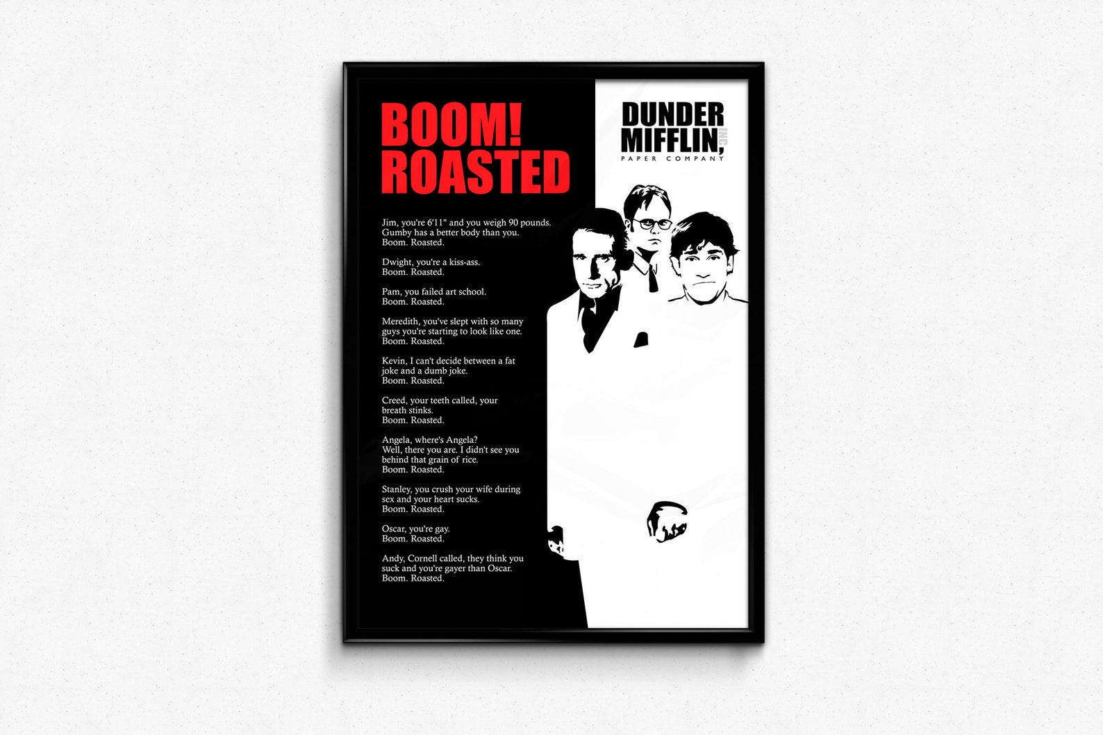 The Office Quote Poster Boom Roasted The Office The Etsy