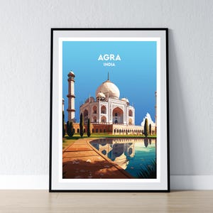 Agra Poster Agra Indien Druck Agra Indien Taj Mahal Wand Kunst Geschenk Reise Poster Druck Haus Wand Dekor Illustration