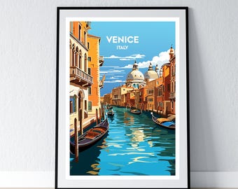 Venedig Poster Venedig Druck Venedig Wand Kunst Geschenk Reise Poster Druck Home Wand Dekor Illustration Italien Wand Kunst Italy WPA