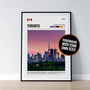 Poster personalizzato di Toronto, stampa artistica da parete di Toronto, stampa fotografica personalizzabile con le coordinate di Toronto, poster da viaggio, stampa da parete per la casa