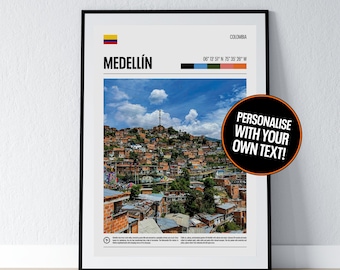 Medellin Poster Medellin Wall Art Medellin Coordinates Photo Print Travel Gift Poster Print Home Wall Decor