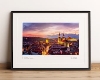 Prague Print, Prague Poster, Prague Coordinates, Prague Wall Art, Prague Photo Print Poster, Prague Travel, Home Decor, Czech Poster Print