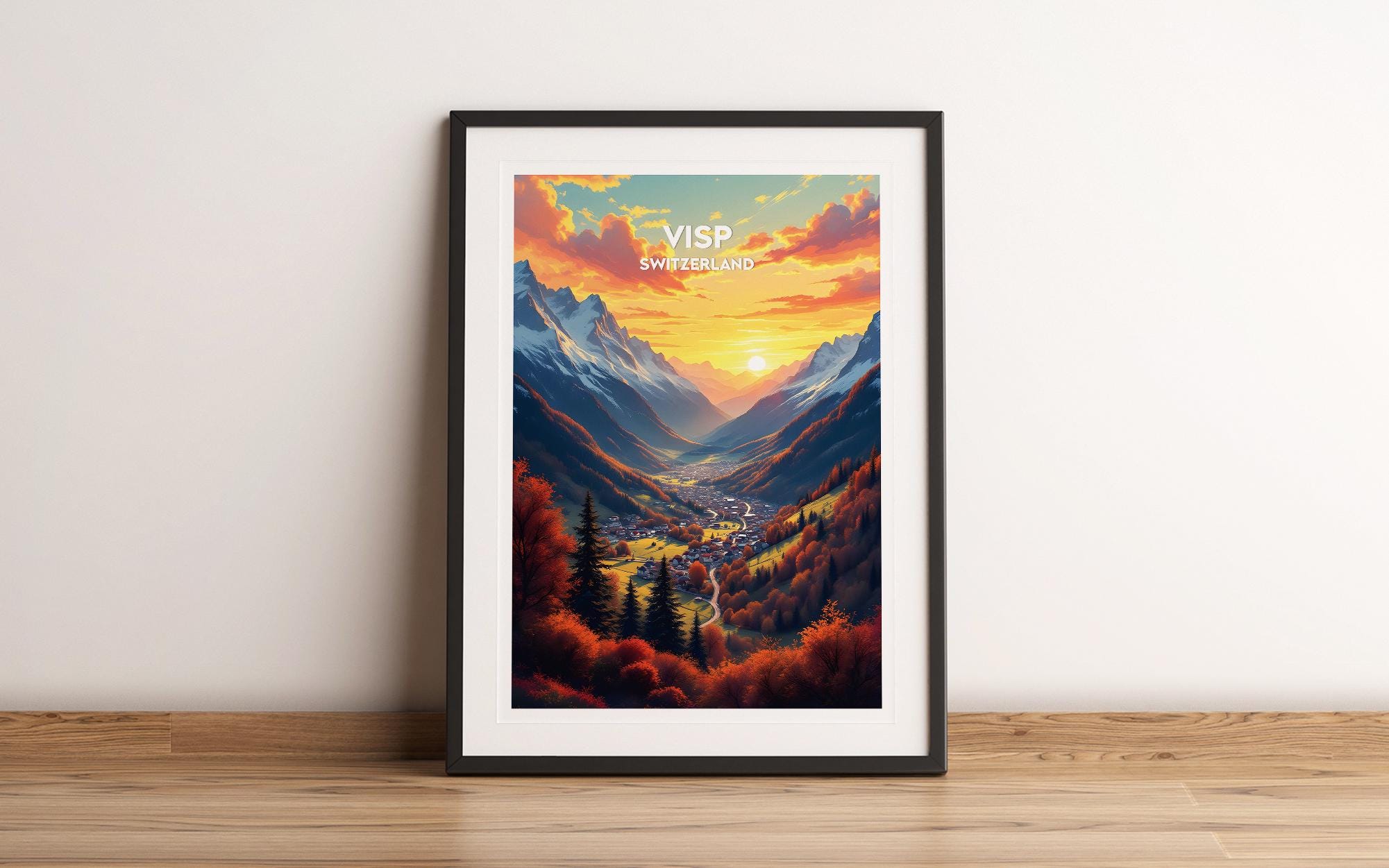 Visp Switzerland Poster Visp Print Swiss Alps Wall Art Gift Travel