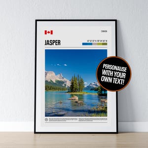 Jasper Maligne Lake Poster Jasper Wandkunst Jasper Nationalpark Koordinaten Fotoabzug Reise Geschenk Kanada Poster Print Home Wanddeko