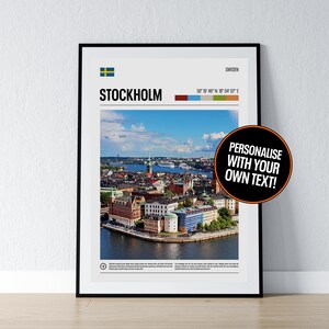 Poster di Stoccolma, arte murale di Stoccolma, coordinate di Stoccolma, stampa fotografica della Svezia, poster regalo di viaggio svedese, stampa, decorazione da parete per la casa