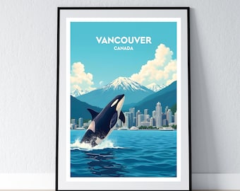 Vancouver Poster Vancouver Print Canada Wall Art Gift Travel Poster Print Home Wall Decor Illustration