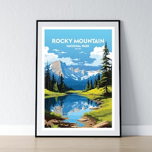 Rocky Mountain Nationalpark Poster Rocky Mountain Nationalpark Druck Minimalistisches Poster Wohnkultur Wand Kunst Reise Geschenk WPA