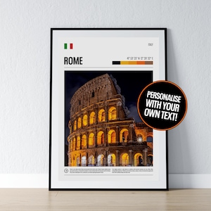 Poster di Roma, Italia, Colosseo, Arte murale, Coordinate di Roma, Stampa fotografica dell'Italia, Regalo da viaggio, Stampa poster italiana, Decorazione da parete per la casa