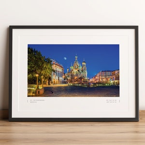 St Petersburg Print, St Petersburg Poster, St Petersburg Coordinates, St Petersburg Wall Art, St Petersburg Photo Print, Church Savior Blood