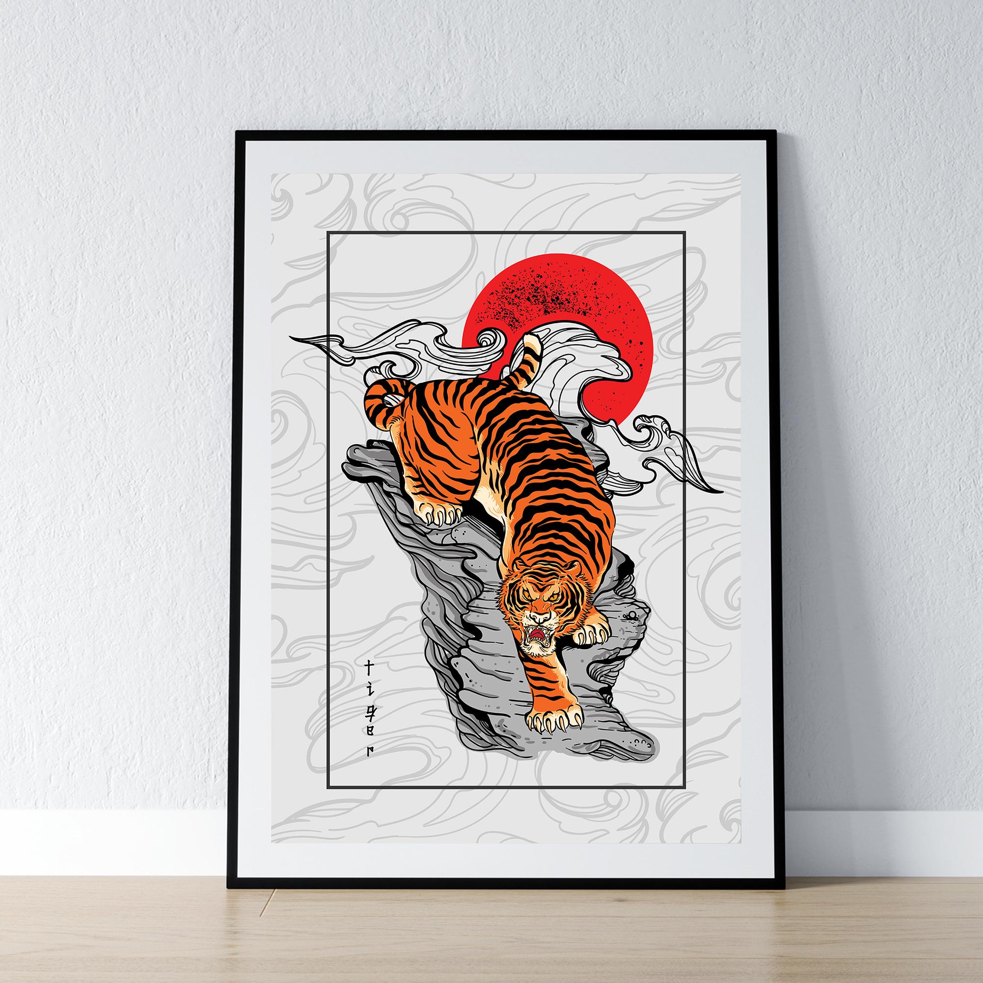 Impresión de tigre japonés, impresión de tatuaje, tatuaje tradicional, tigre,  arte mural japonés, impresión artística japonesa, arte mural de tatuajes,  arte de tatuaje japonés - Etsy México, image size:2005x2005