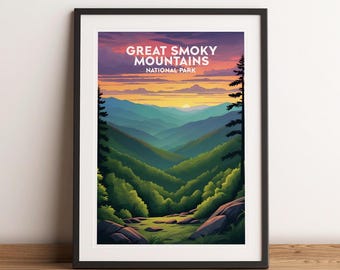 Great Smoky Mountains National Park Poster Great Smoky Mountains National Park Print Minimalist Poster Print Home Decor Wall Art Travel Gift