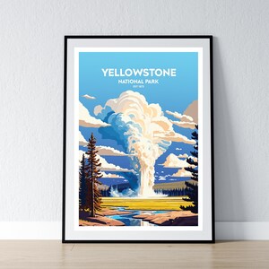 Yellowstone National Park Poster Yellowstone National Park Print Minimalist Poster Print Home Decor Wall Art Travel Gift WPA