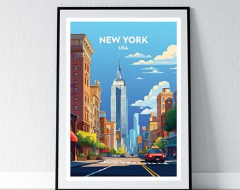 New York Poster New York Print New York Wall Art Gift United States Poster Print New York USA Home Wall Decor Illustration