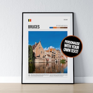 Brügge Poster Brügge Wand Kunst Brügge Koordinaten Foto Druck Reise Geschenk Belgien Poster Druck Home Wand Dekor