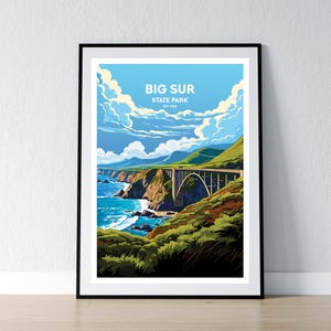 Big Sur Poster Druck Big Sur Wand Kunst Geschenk Reise Poster Druck Haus Wand Dekor Illustration California Wall Art WPA