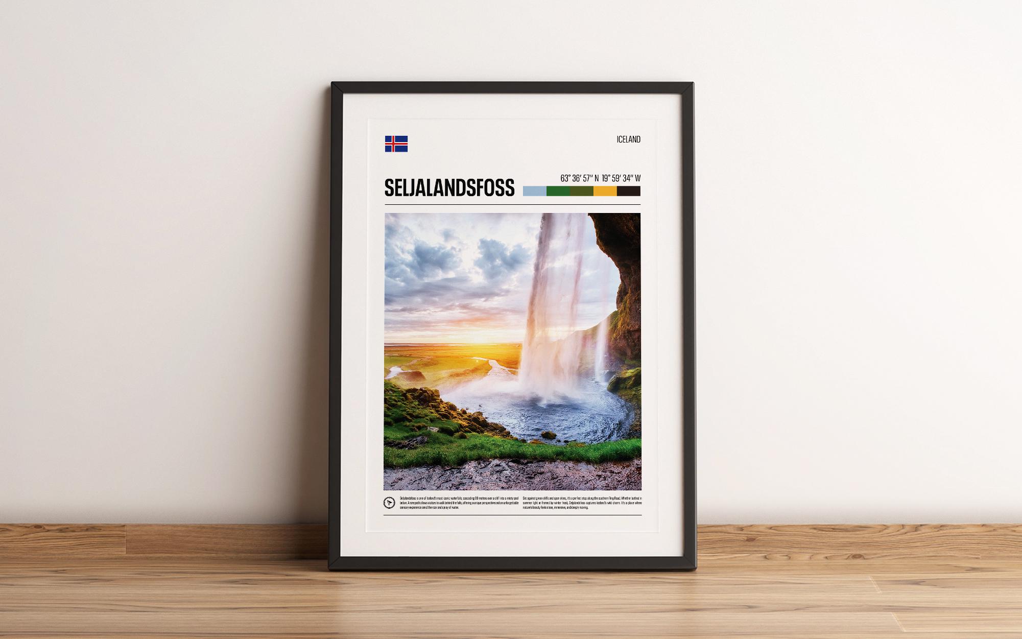 Seljalandsfoss Waterfall Poster Seljalandsfoss Iceland Wall Art ...