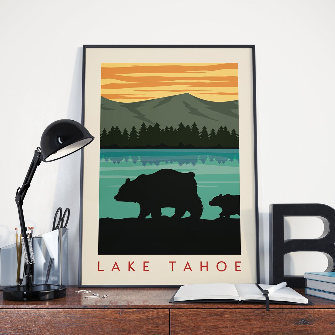 Lake Tahoe Print Lake Tahoe Poster Lake Tahoe Vintage Retro Etsy